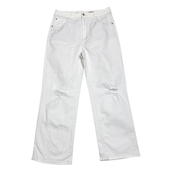 ANTHROPOLOGIE PILCRO Wide Leg Loose Baggy Fit White Denim Jeans Womens 31 - Picture 1 of 5